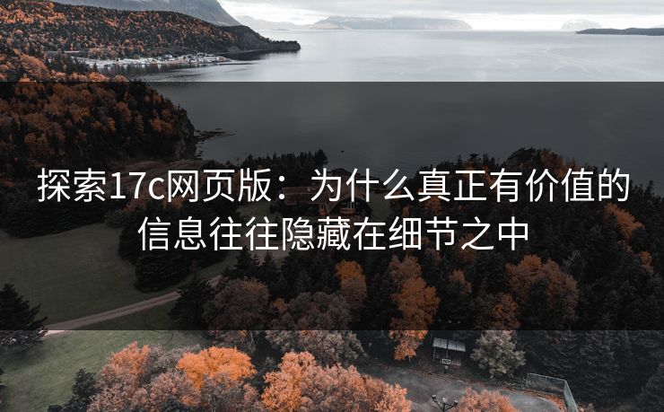 探索17c网页版：为什么真正有价值的信息往往隐藏在细节之中